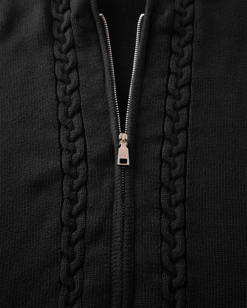 ATYS® TRICOLOR CABLE KNIT ZIP HOODIE