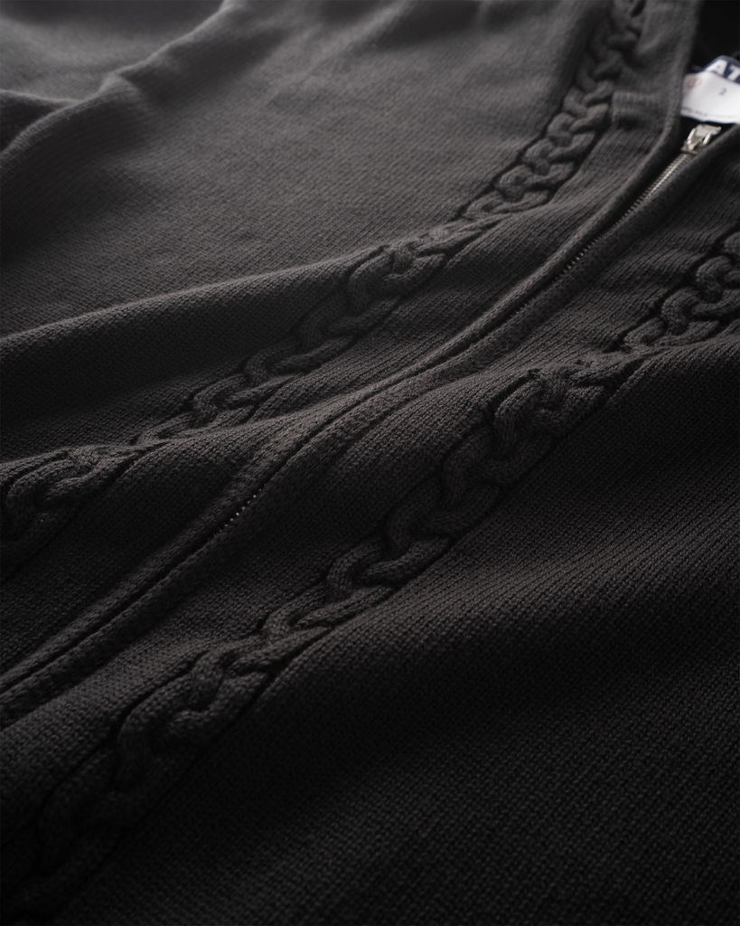 ATYS® TRICOLOR CABLE KNIT ZIP HOODIE