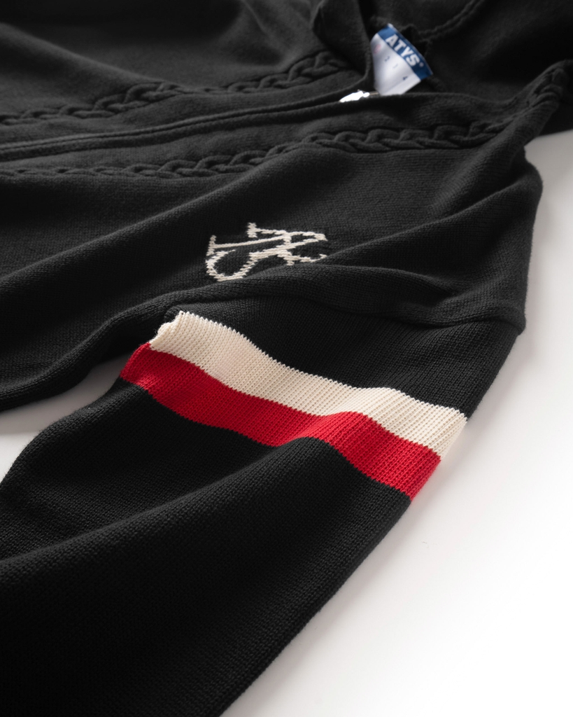 ATYS® TRICOLOR CABLE KNIT ZIP HOODIE