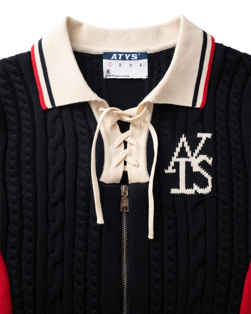 ATYS® AETHER LACE-UP COLLAR PULLOVER