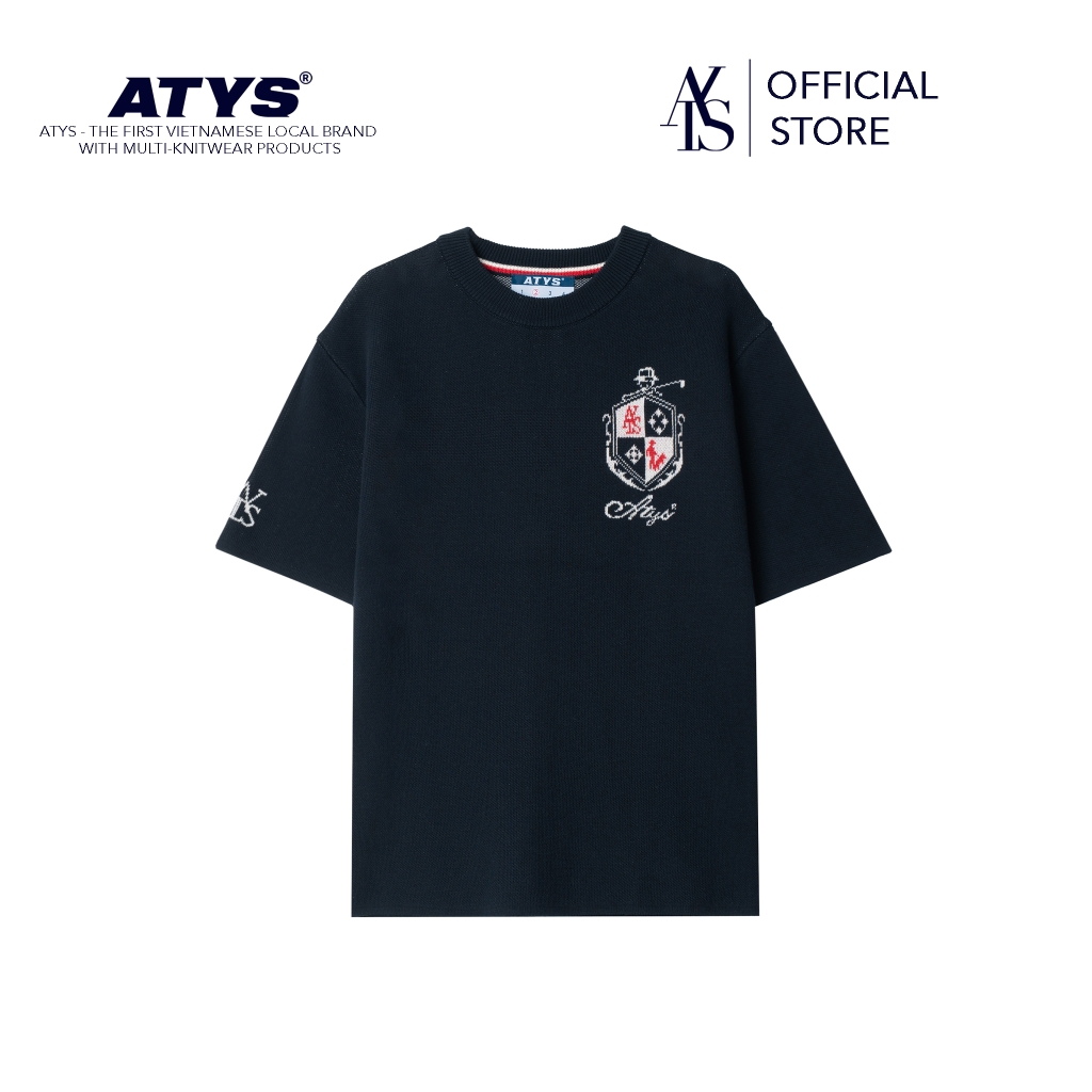 ATYS® MINIMAL CREST KNIT COTTON T-SHIRT ( Navy )