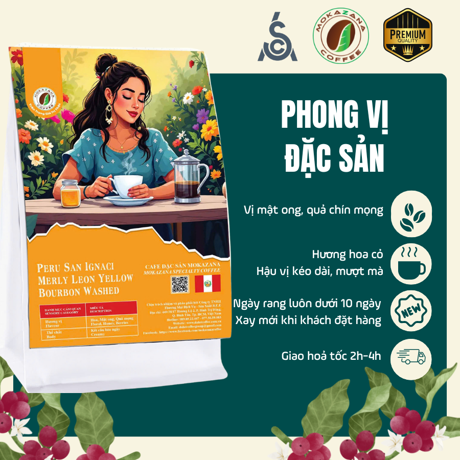 Cà phê Peru San Ignacio – Yellow Bourbon Washed, hương hoa & mật ong