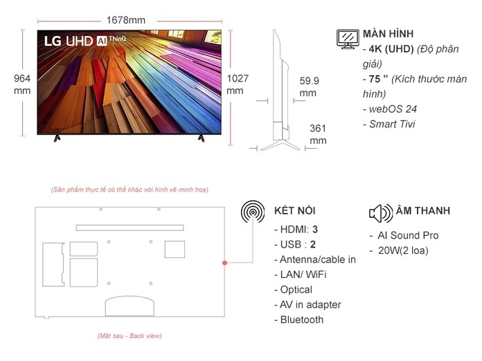 Smart Tivi LED LG 4K 75 inch 75UT8050PSB
