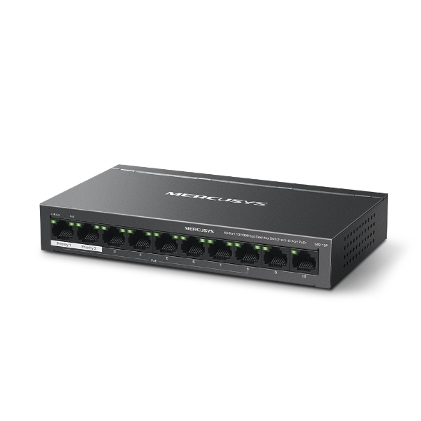 Switch POE 10 cổng 10/100Mbps với 8 cổng PoE+ Mercusys MS110P