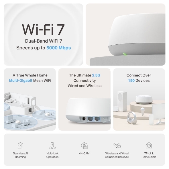 Hệ thống Mesh Wi-Fi 7 BE5000 TP-Link Deco BE25 1 Pack