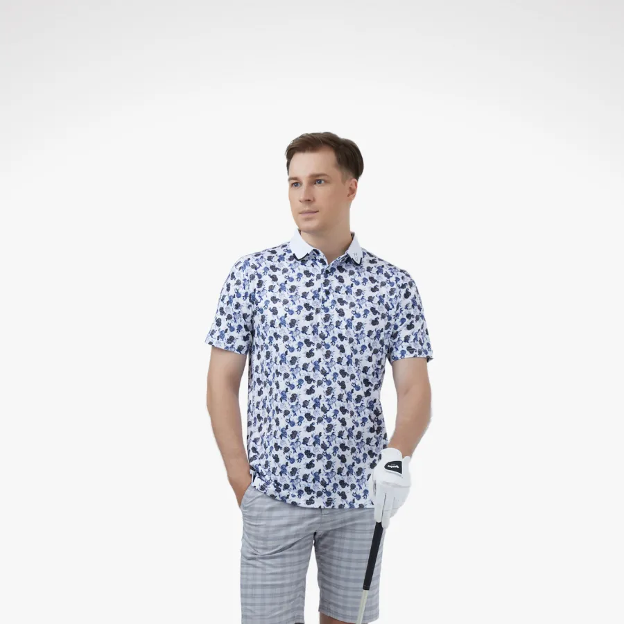 ÁO GOLF HANDEE HOA TRÀ WHITE/NAVY