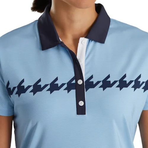 Áo Footjoy Cap Sleeve Houndstooth Print Shirt Blue