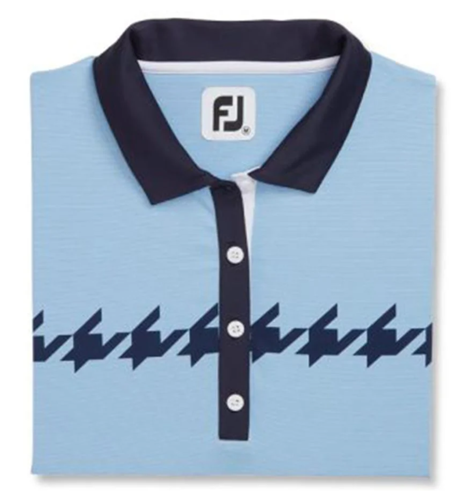 Áo Footjoy Cap Sleeve Houndstooth Print Shirt Blue