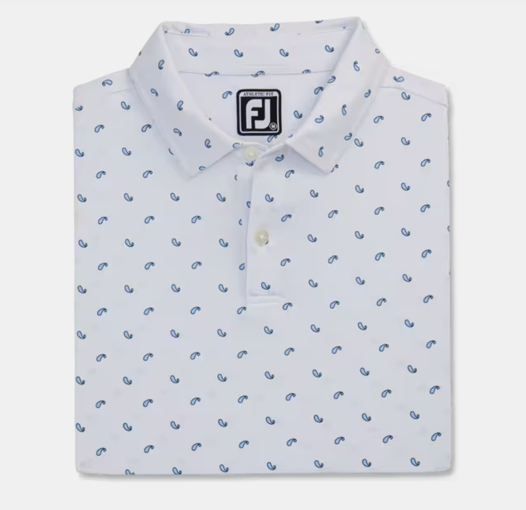 ÁO FOOTJOY DS PAISLEY PRT LISLE WHITE/SKY