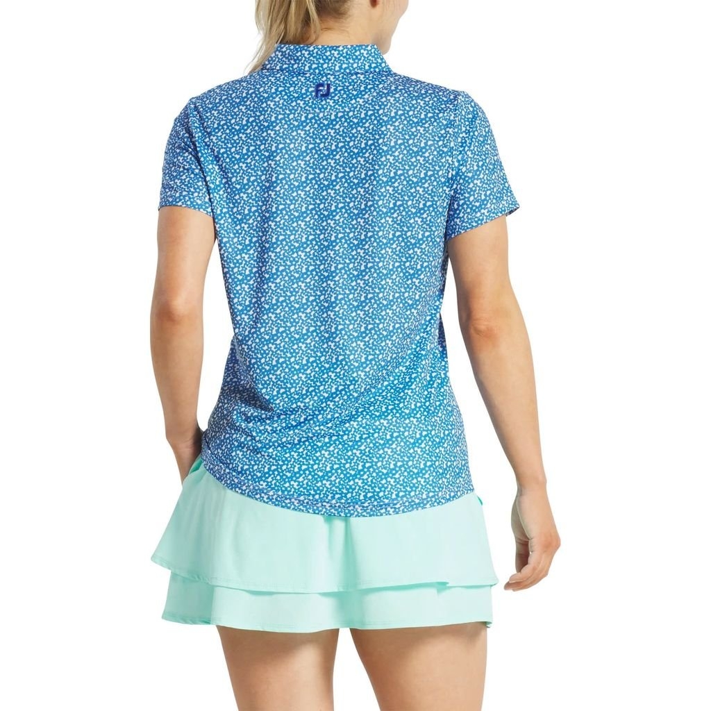 Áo Footjoy Floral Print SS Shirt White/Blue/Aqua