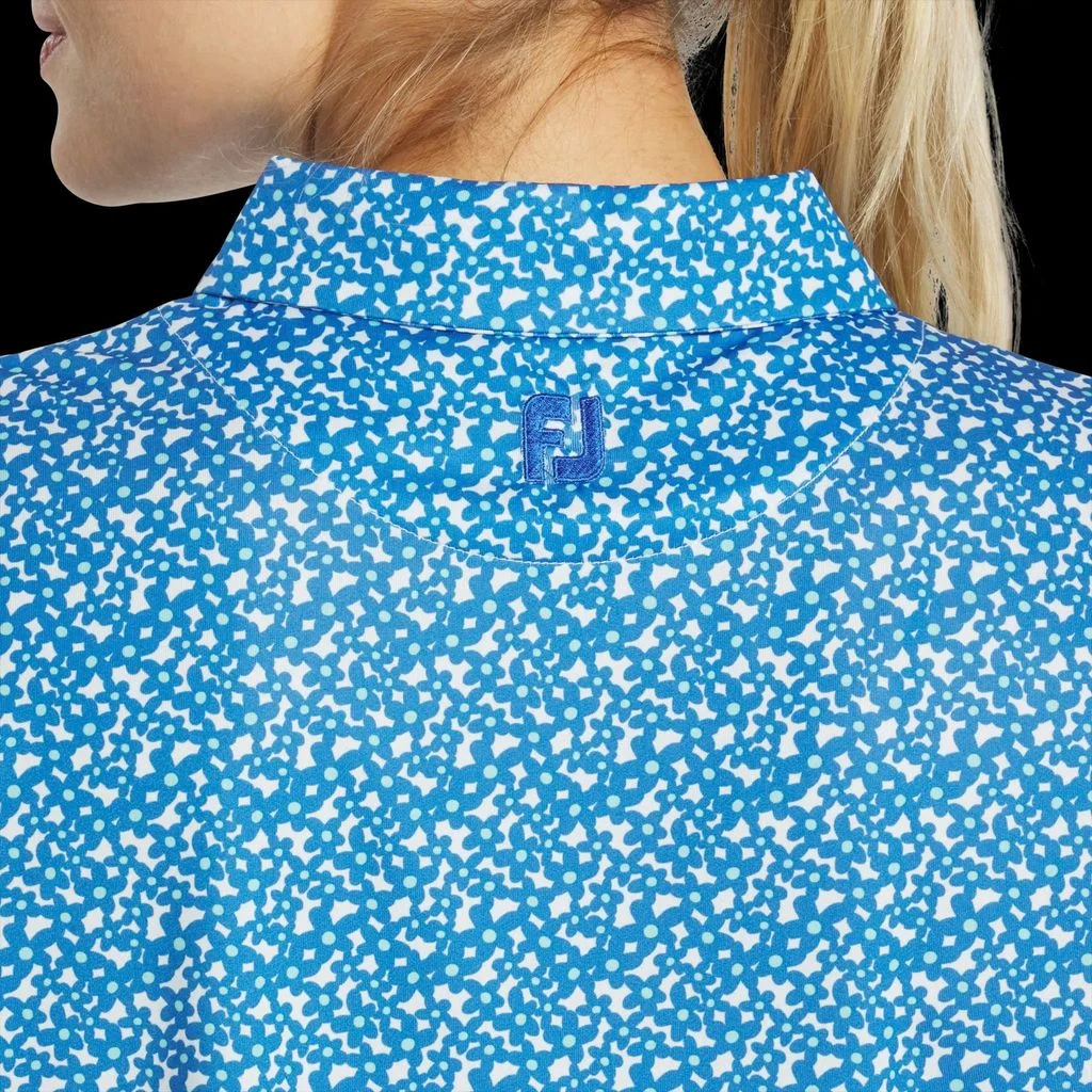 Áo Footjoy Floral Print SS Shirt White/Blue/Aqua