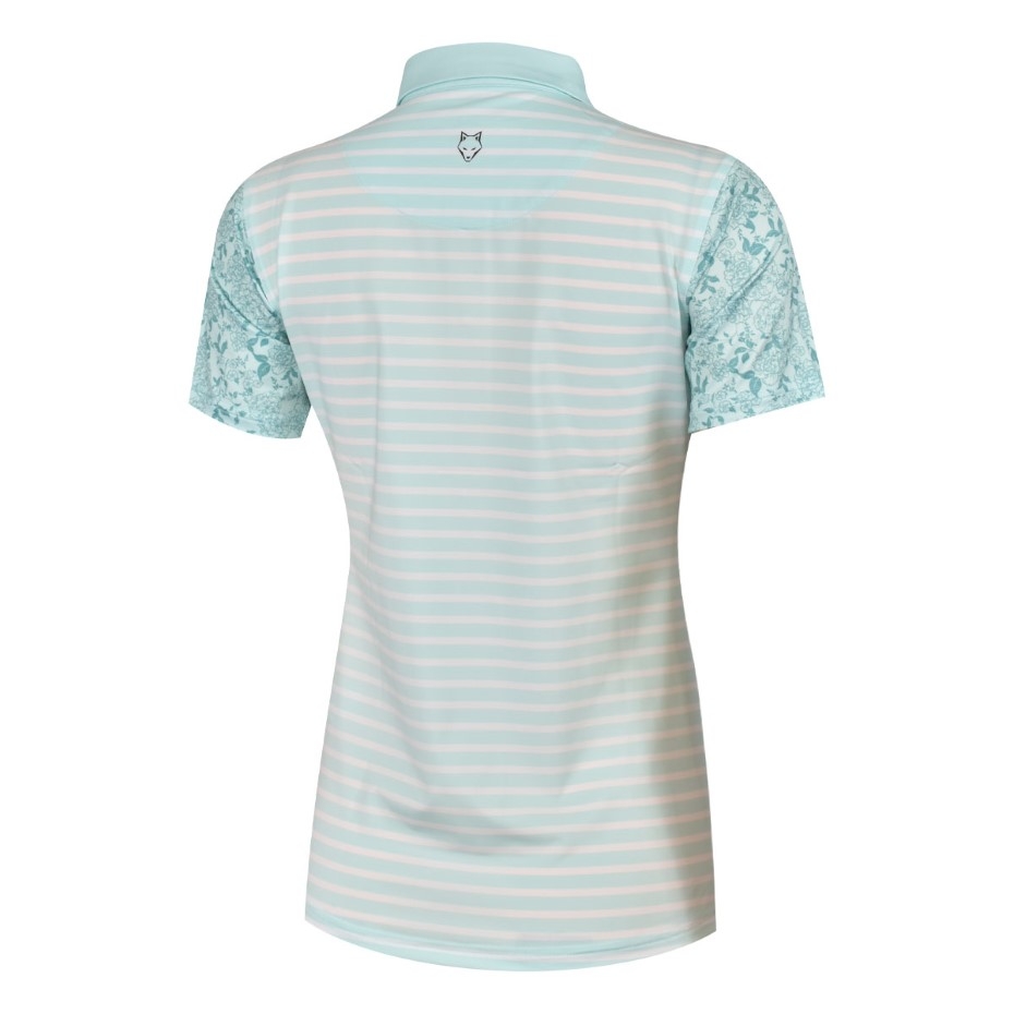 Áo golf nữ HGF tay ngắn xanh ngọc phối hoa văn trụ cổ