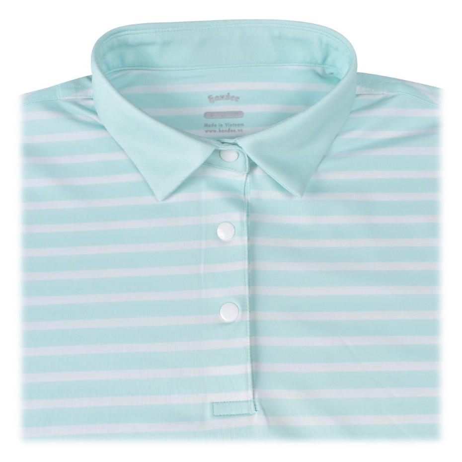 Áo golf nữ HGF tay ngắn xanh ngọc phối hoa văn trụ cổ