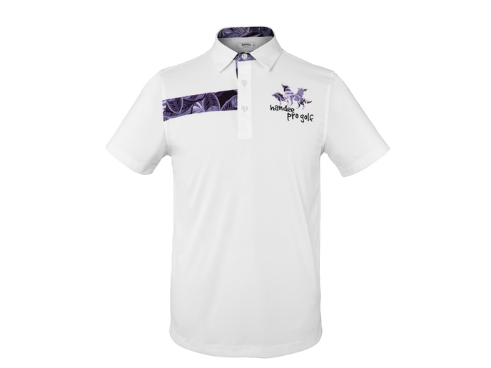 ÁO POLO NGẮN TAY HANDEE PRO GOLF HỌA TIẾT LÁ CÂY SỌC NGANG - màu tím