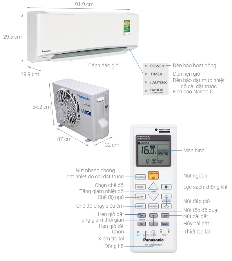 Máy lạnh Panasonic Inverter 1.5 HP CU/CS-U12ZKH-8
