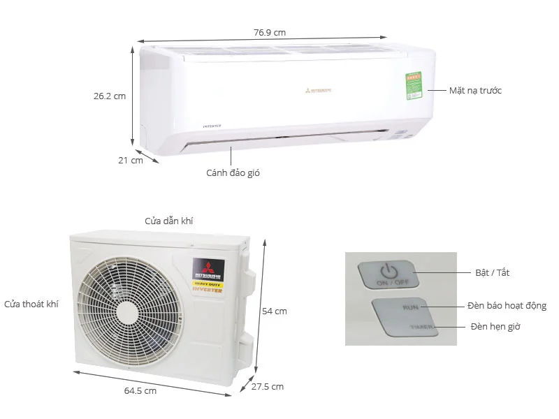 Máy lạnh Mitsubishi Heavy inverter 2.5HP SRK24YW-W5