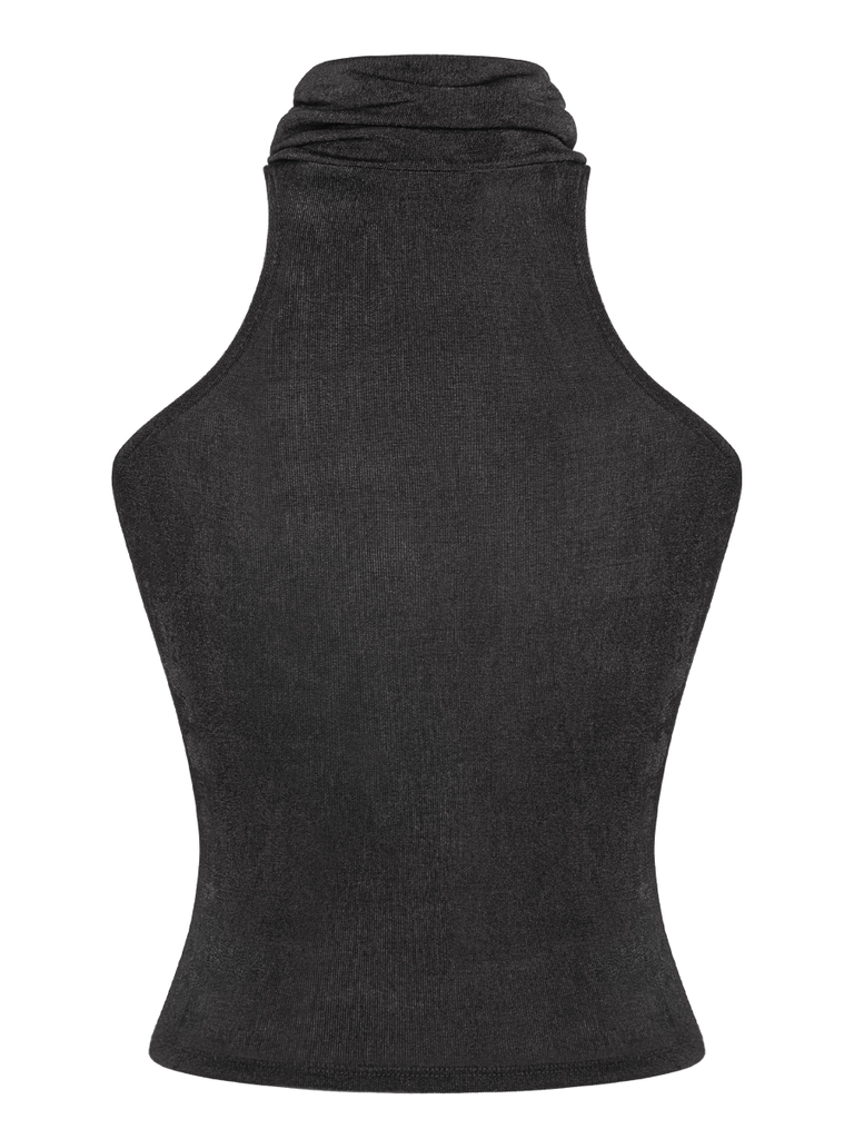 SISTERS Áo croptop cổ lọ Pruce - Đen - Image 4