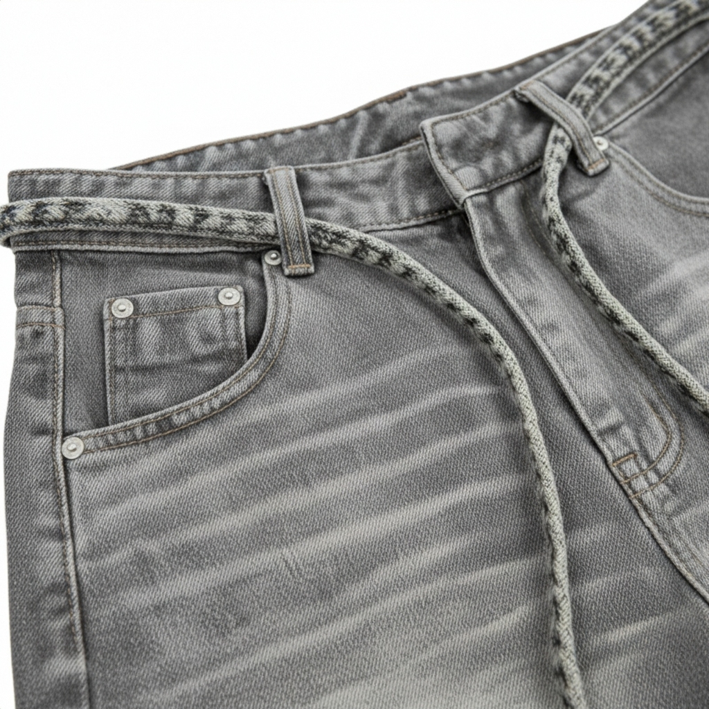Quần suông jeans unisex xám khói NULLED N-Q18 - Image 3