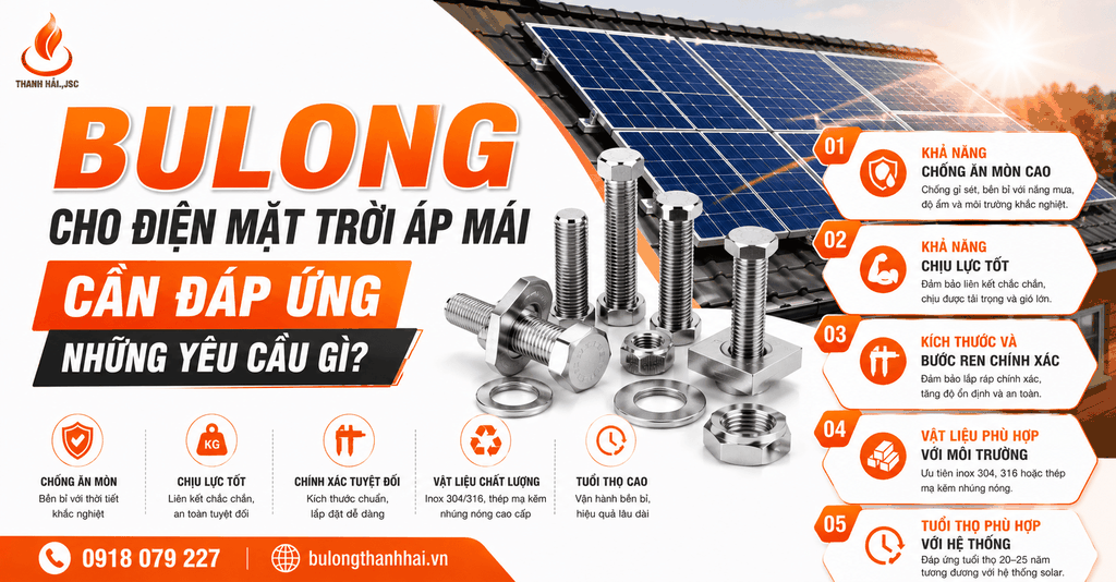 Bulong cho điện mặt trời áp mái cần đáp ứng những yêu cầu gì