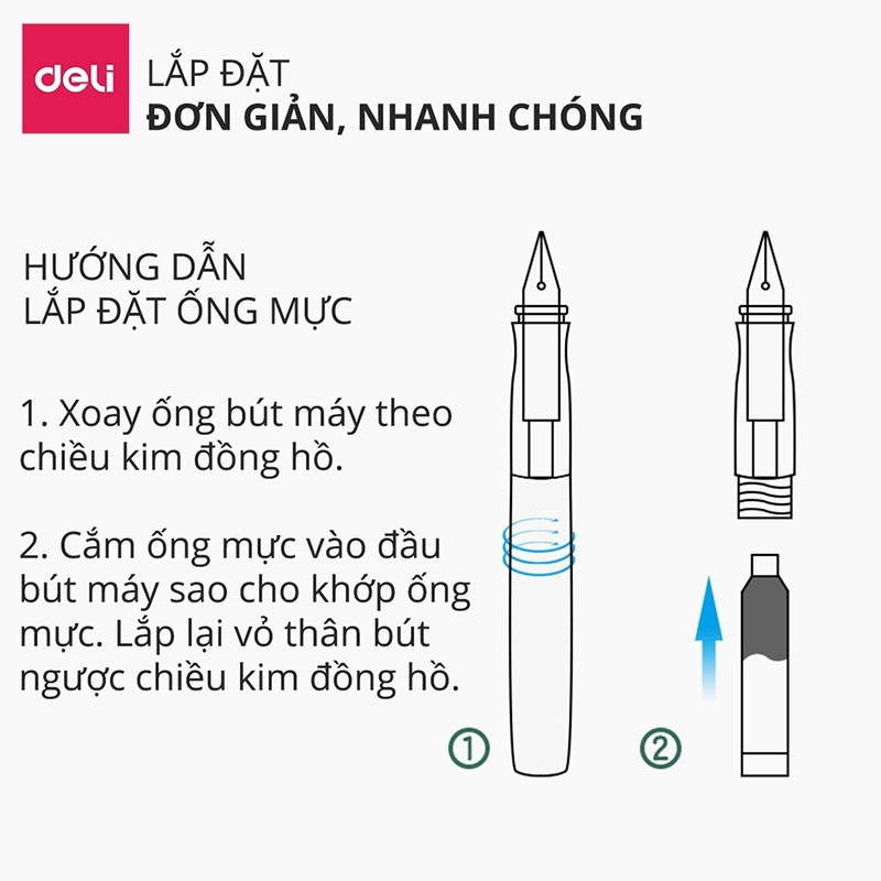 Ống mực bút máy Màu tím Deli CQ888