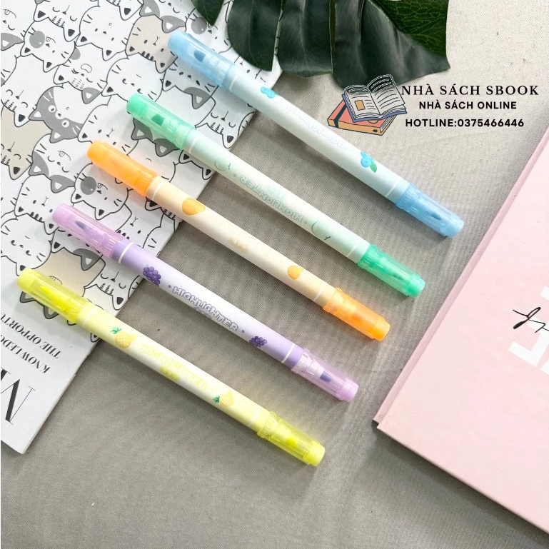 Bút nhớ dòng hoa quả sắc màu 2 đầu NO.3061 Baoke