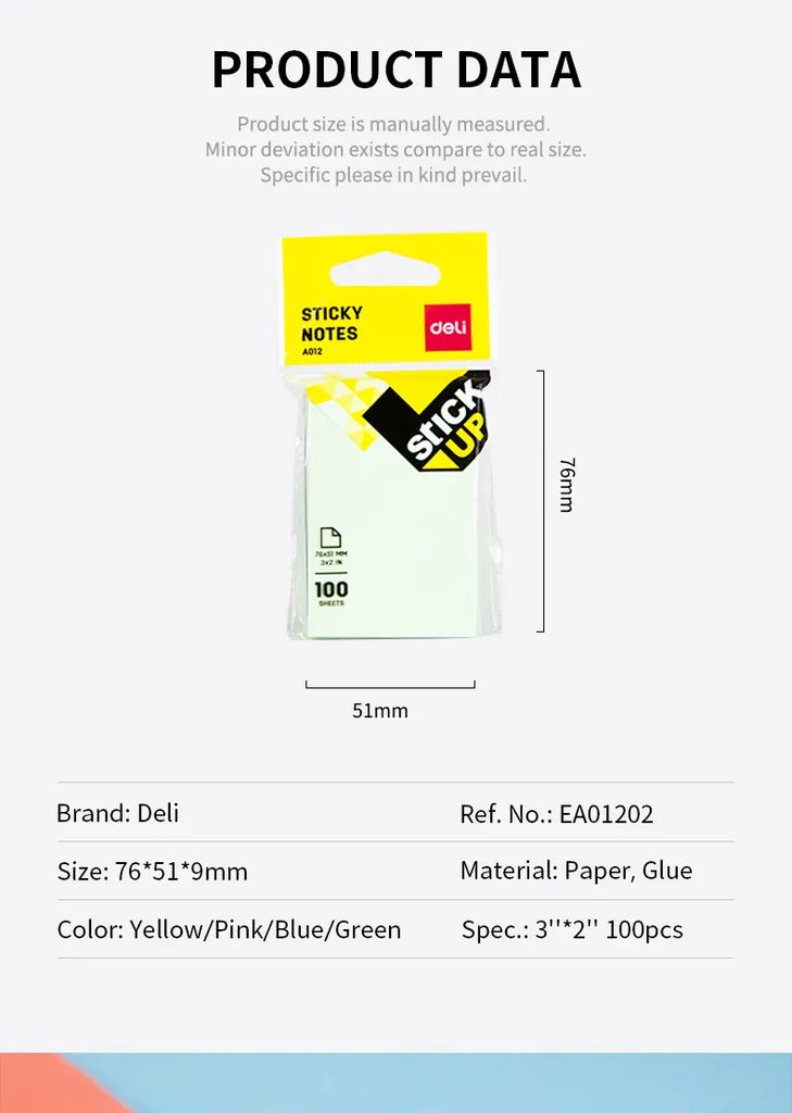 Giấy nhớ 3x4 màu sắc Deli EA01403
