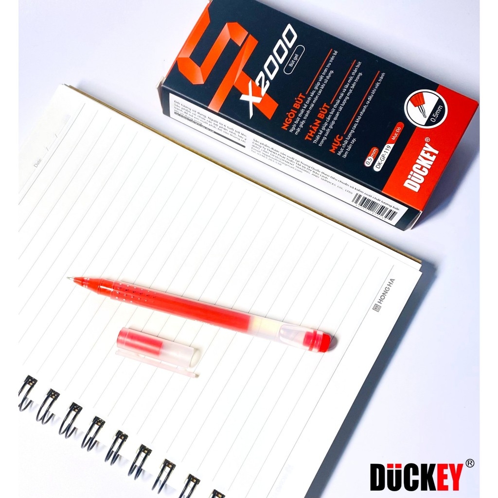 Bút nước Duckey ST thân trong DK-GP-119 0.5mm mầu Đỏ