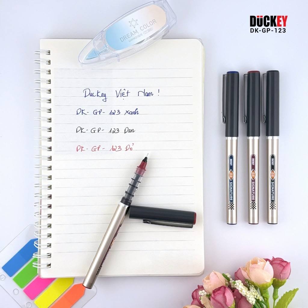 Bút nước Signature Duckey, DK-GP-123, mực Đỏ 0.5mm