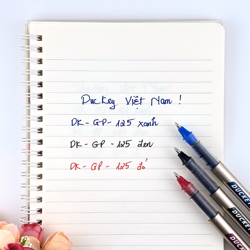 Bút nước Duckey, Roller pen 0.7mm, DK-GP-125, mực Đỏ