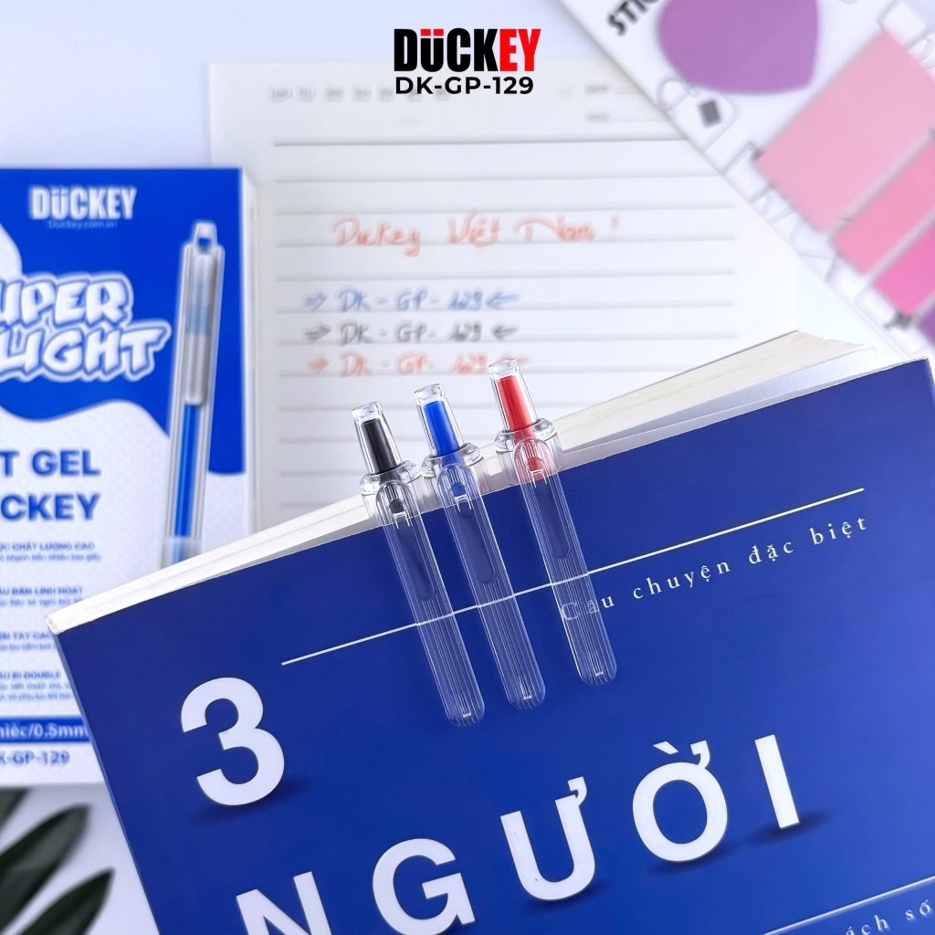 Bút gel bấm Duckey, DK-GP-129 đen 0.5mm