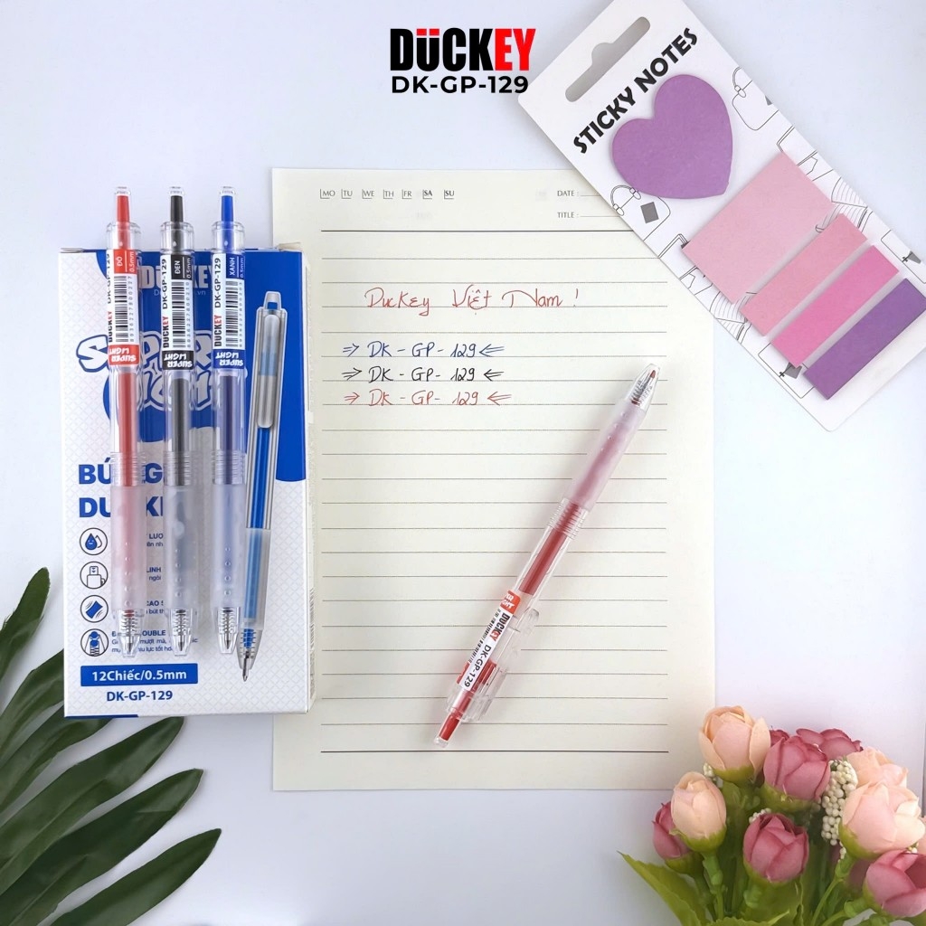 Bút gel bấm Duckey, DK-GP-129 đen 0.5mm