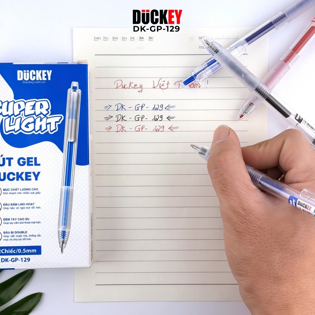 Bút gel bấm Duckey, DK-GP-129 đen 0.5mm