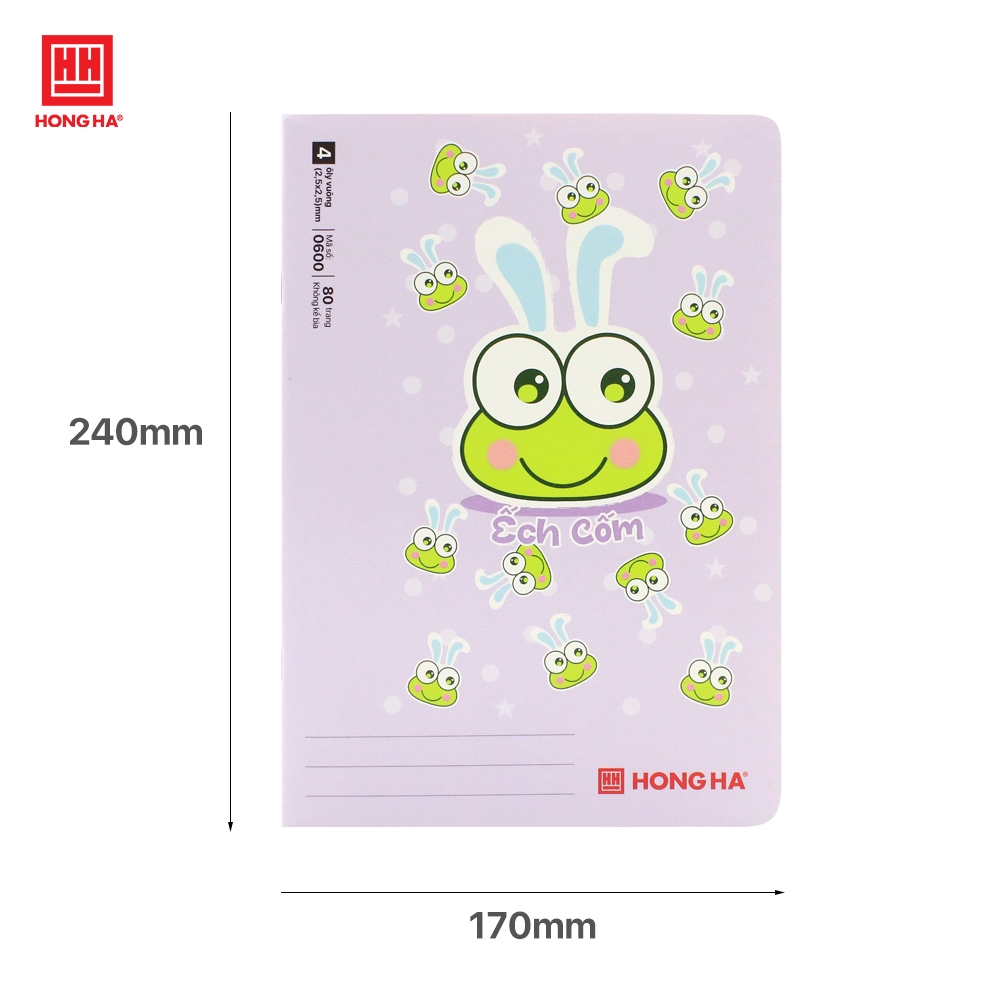 Vở 4 ô ly 80 trang School Ếch Cốm Hồng Hà - 0600