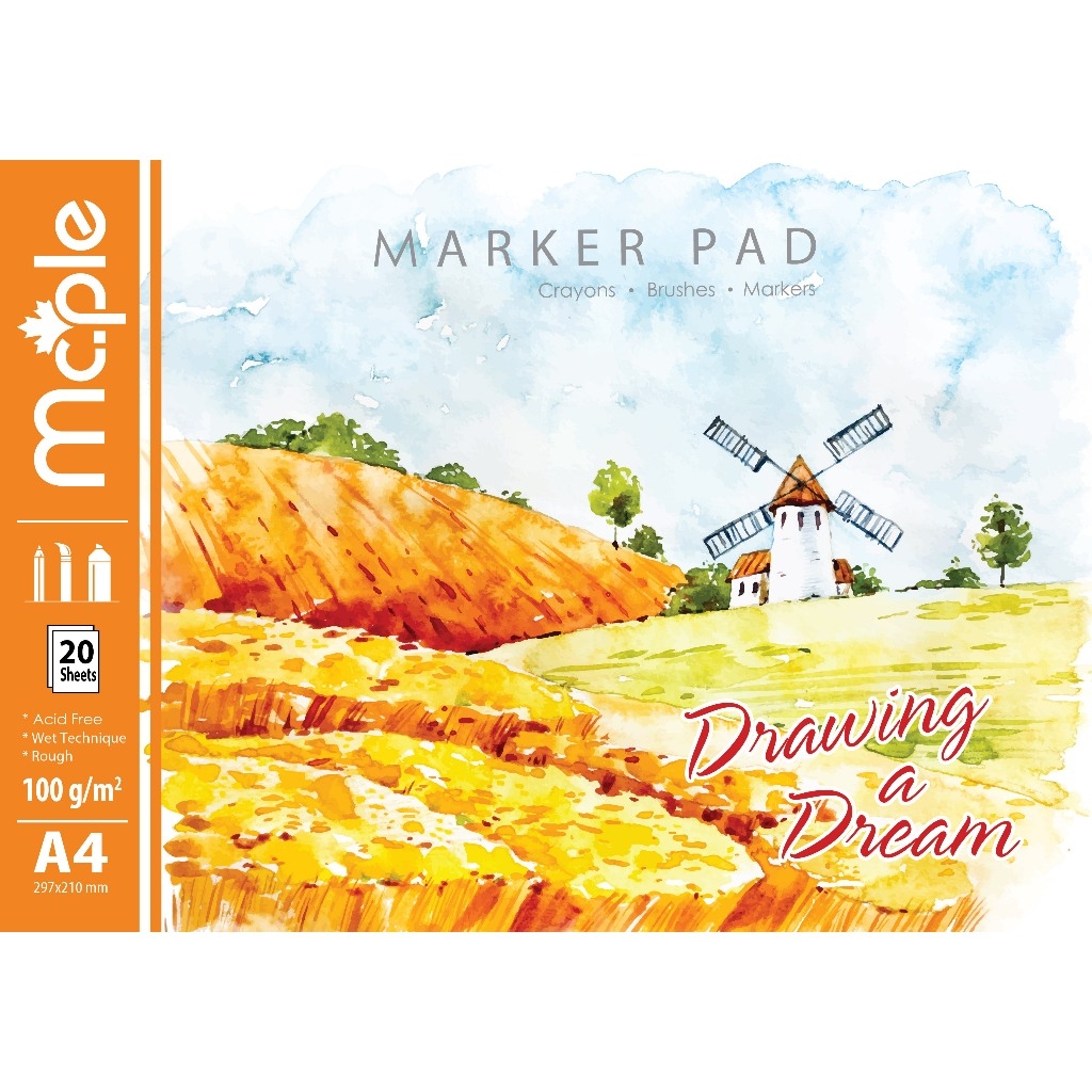 Vở vẽ A4 định lượng 100g/m2, 20 tờ/quyển Maple PP5552
