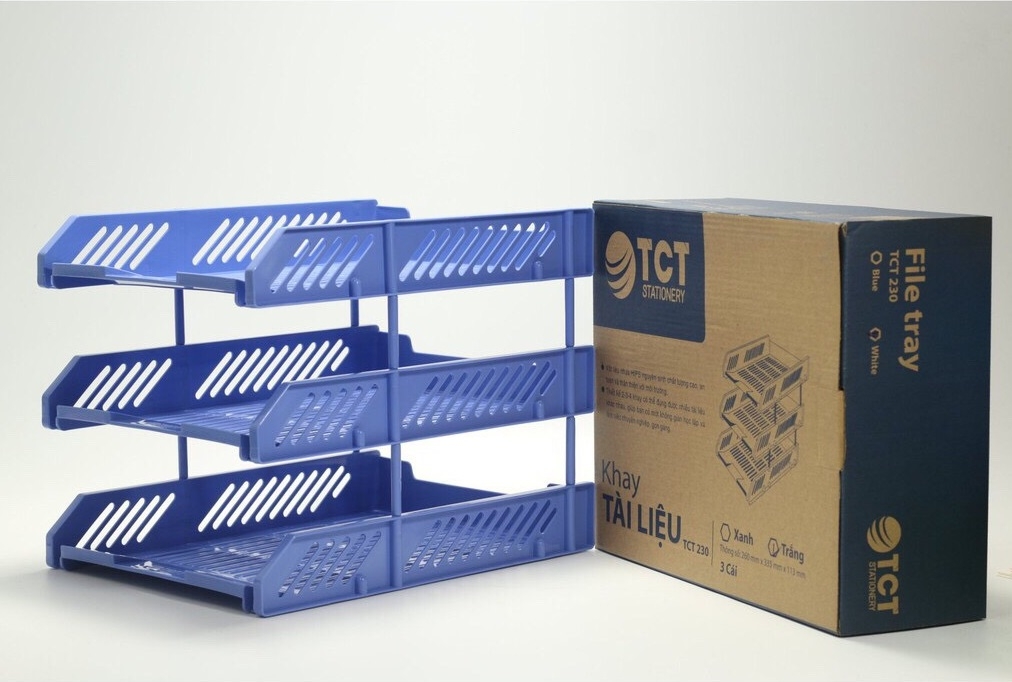 Khay tài liệu 3 tầng TCT 230 mầu Xanh