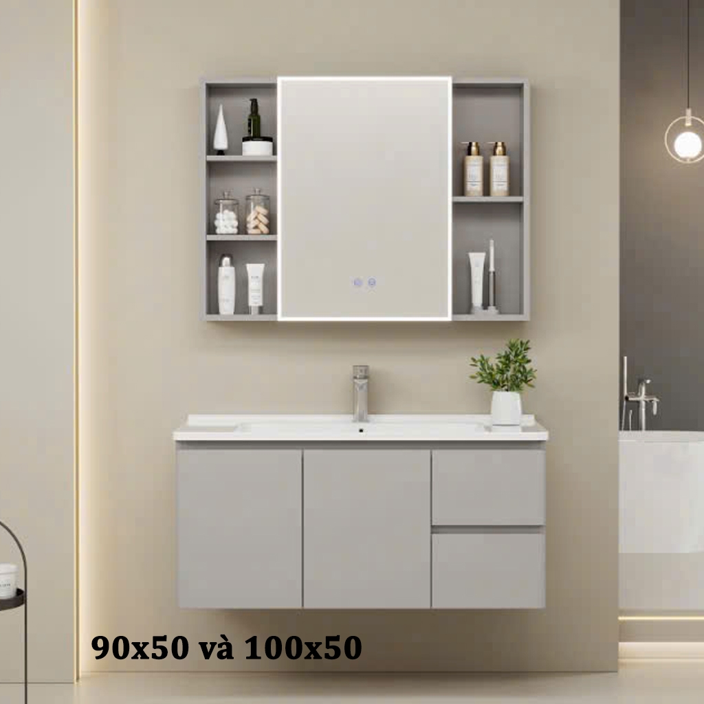 Bộ tủ chậu lavabo, tủ gương phòng tắm CR-296