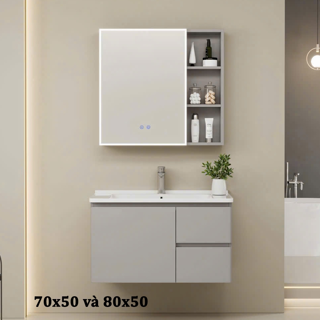 Bộ tủ chậu lavabo, tủ gương phòng tắm CR-296