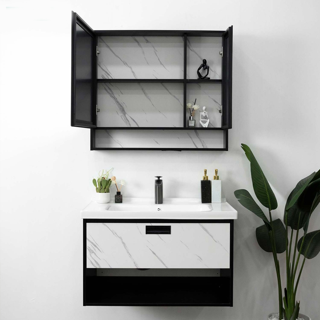 Bộ tủ chậu lavabo, tủ gương phòng tắm MW6952