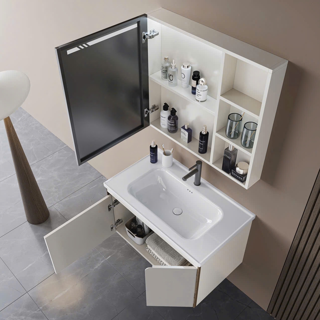 Bộ tủ chậu lavabo, tủ gương phòng tắm MW6952
