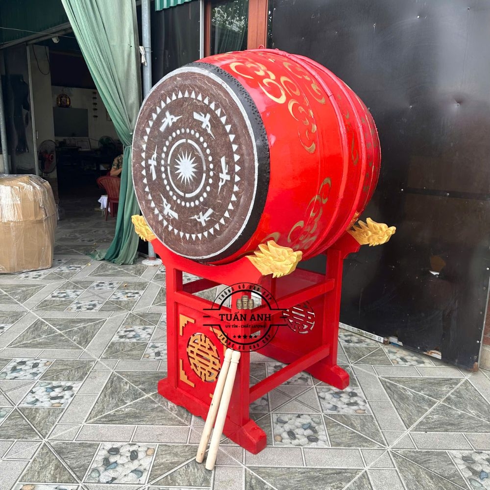 Trống Đình Chùa 70×90cm Gỗ Mít Da Trâu – Âm Thanh Vang Trầm Hùng