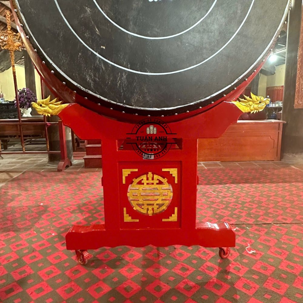 Trống Đình Chùa 150cm Cao 180cm – Trống Gỗ Mít Da Trâu Cao Cấp | Thùng Gỗ Tuấn Anh