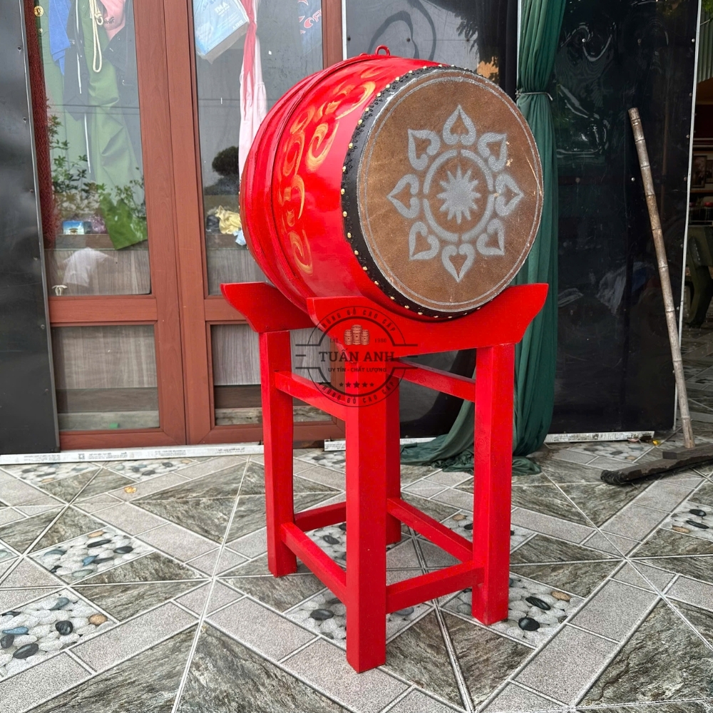 Trống Đình Chùa 40x50cm Gỗ Mít Da Trâu – Âm Thanh Vang Chuẩn Nghi Lễ