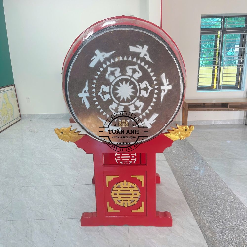 Trống Đình Chùa 80×100cm Gỗ Mít Da Trâu – Âm Thanh Vang Xa Trầm Hùng