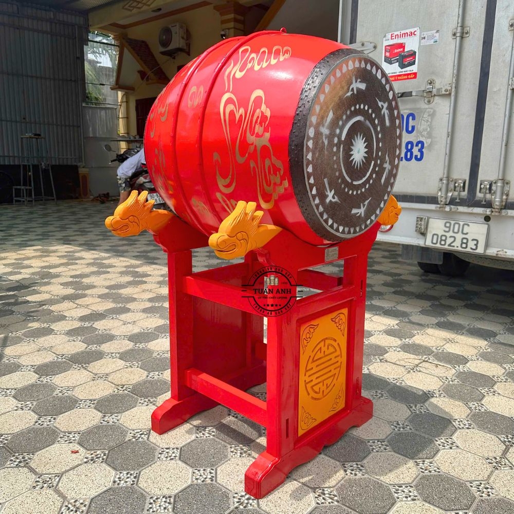 Trống Đình Chùa 60cm x 80cm – Trống Gỗ Mít Da Trâu Cao Cấp | Thùng Gỗ Tuấn Anh