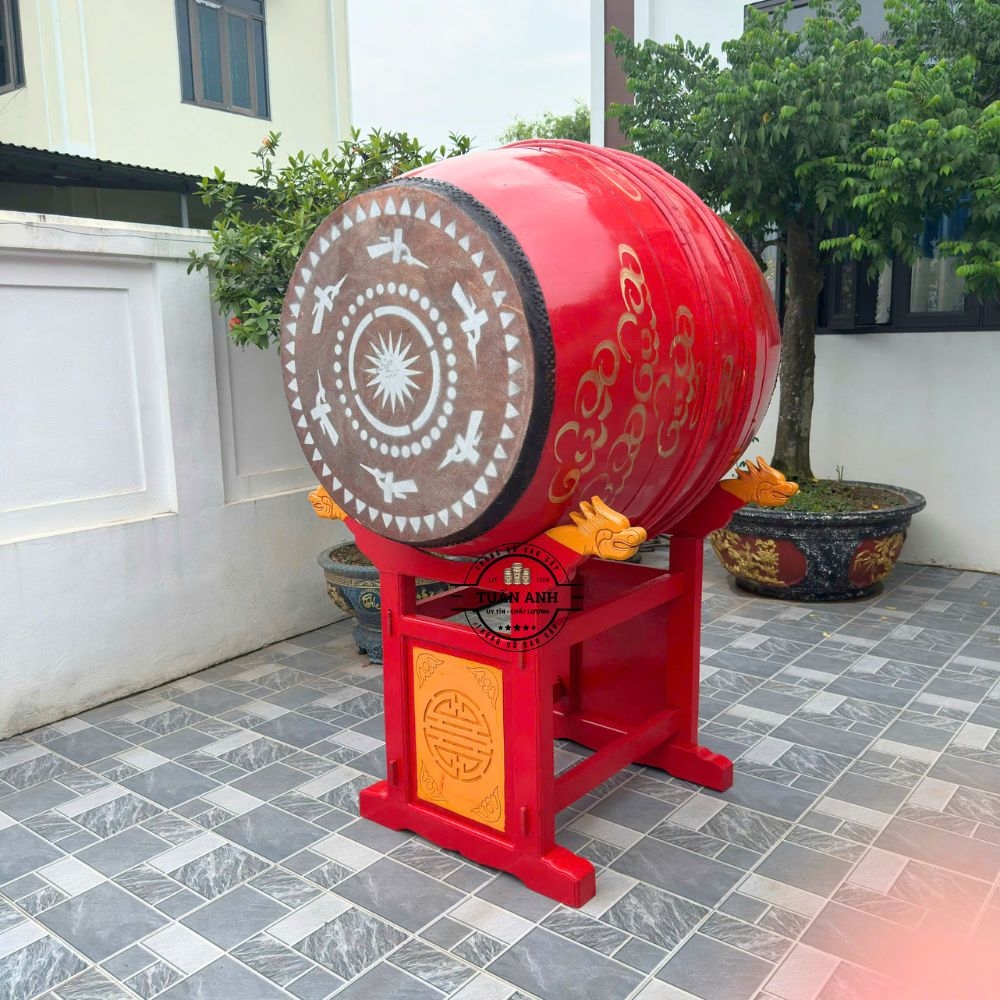 Trống Gỗ Mít Da Trâu Mặt 80cm Cao 120cm