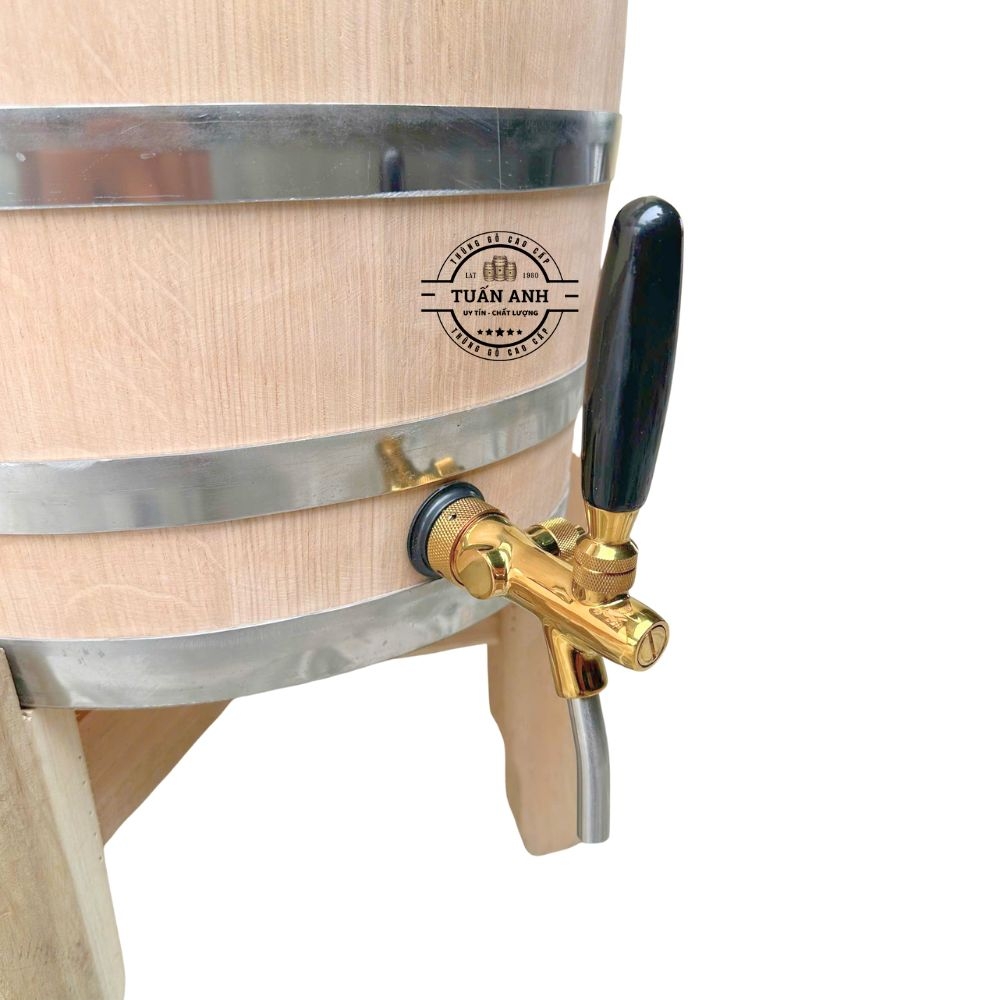 Thùng Gỗ Sồi 50L Dáng Đứng Để Mộc
