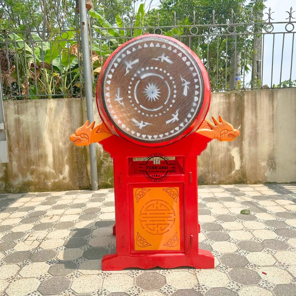 Trống Đình Chùa 60cm x 80cm – Trống Gỗ Mít Da Trâu Cao Cấp | Thùng Gỗ Tuấn Anh