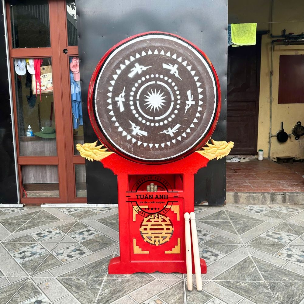 Trống Đình Chùa 70×90cm Gỗ Mít Da Trâu – Âm Thanh Vang Trầm Hùng