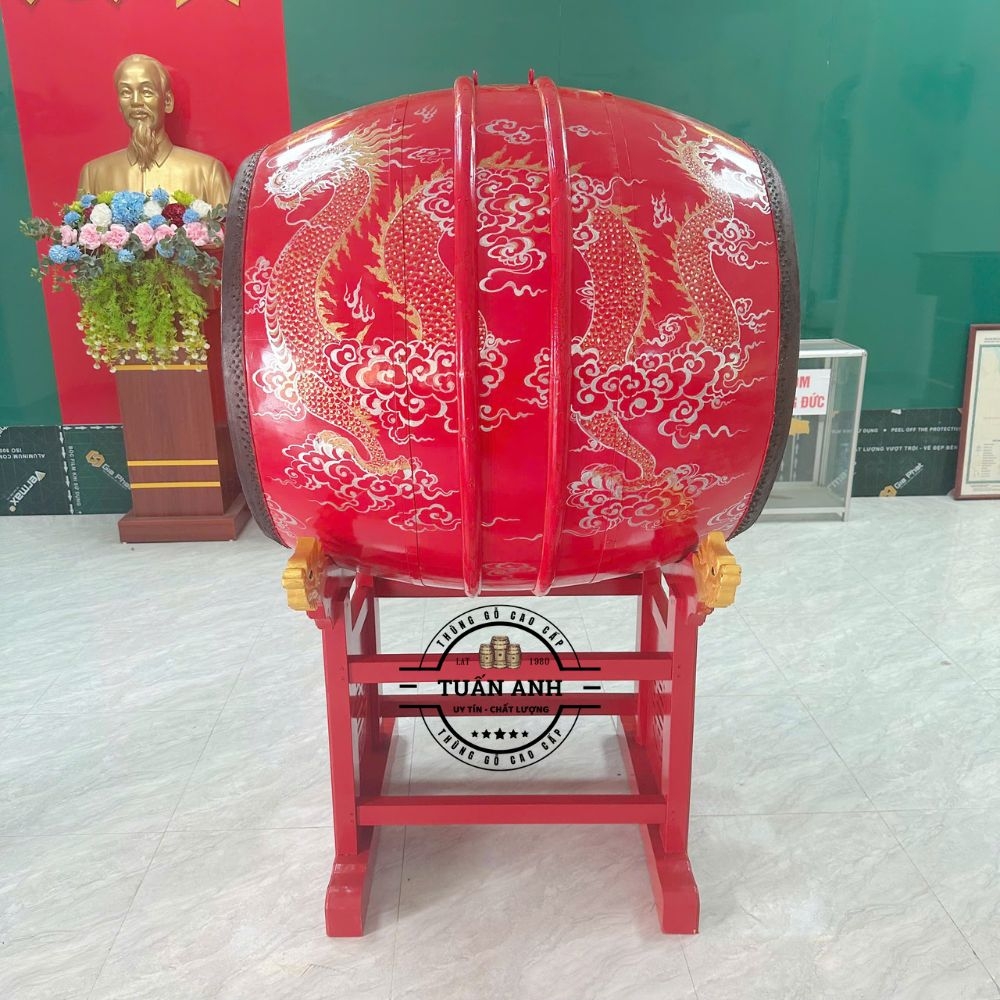 Trống Đình Chùa 80×100cm Gỗ Mít Da Trâu – Âm Thanh Vang Xa Trầm Hùng