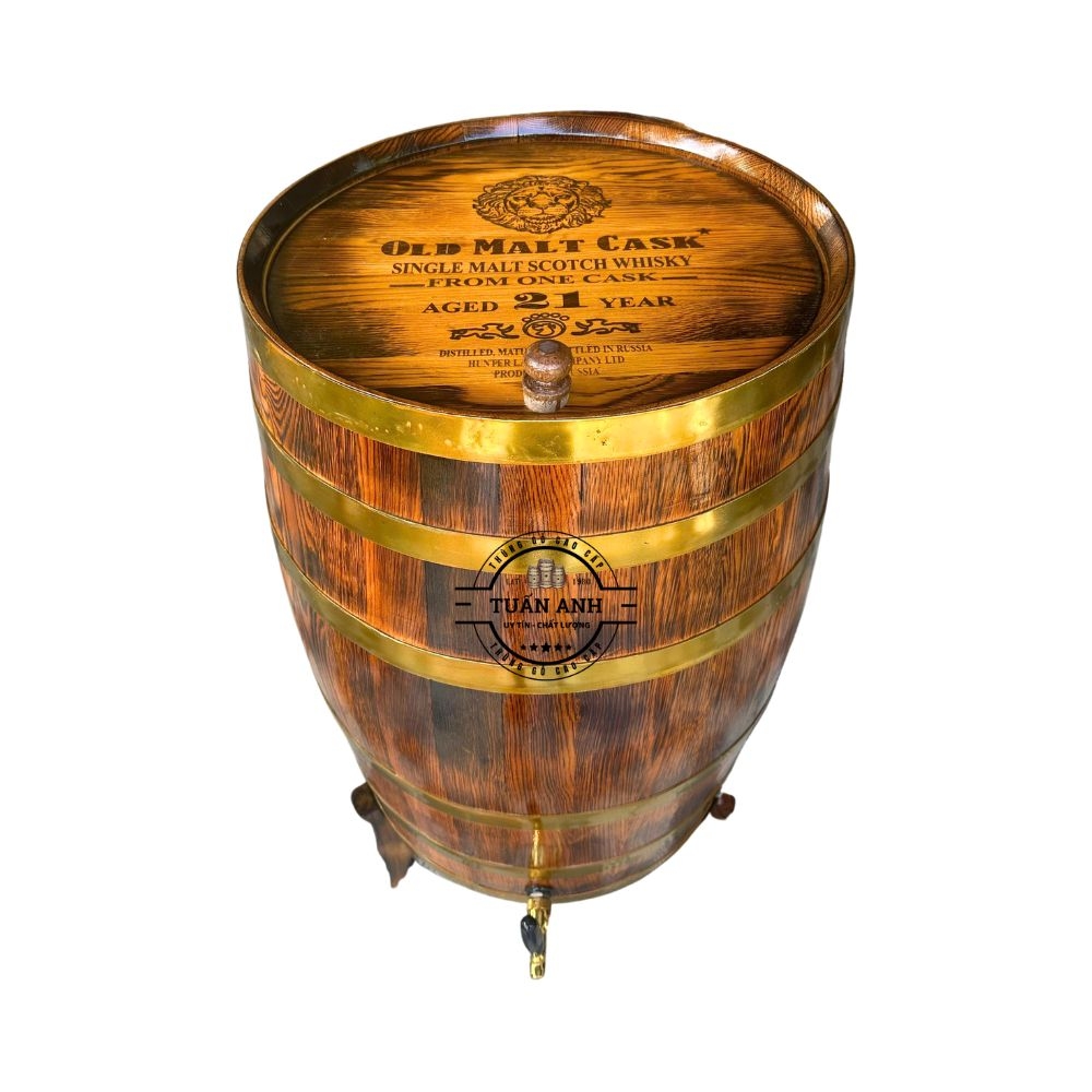Thùng Gỗ Sồi 200L Dáng Đứng Giả Cổ